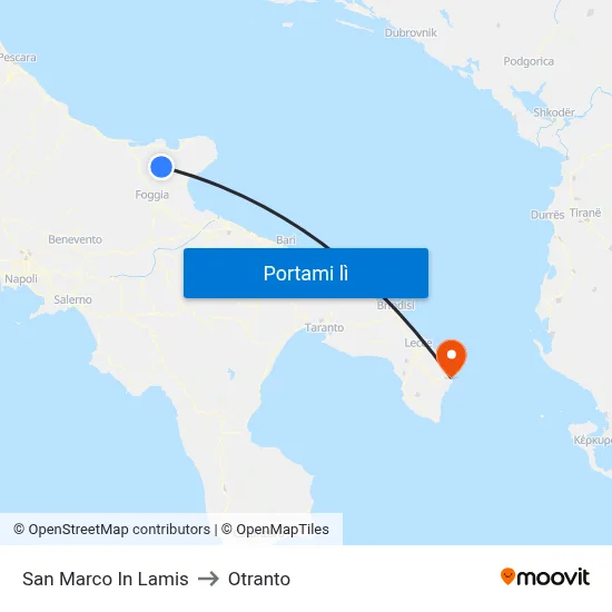 San Marco In Lamis to Otranto map
