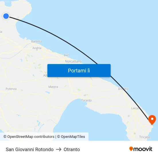 San Giovanni Rotondo to Otranto map