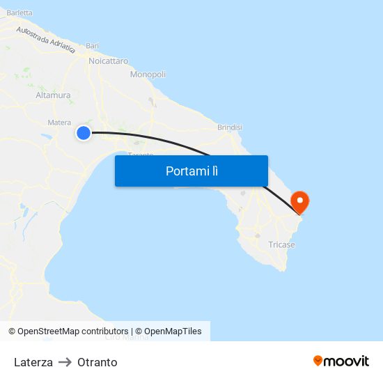 Laterza to Otranto map