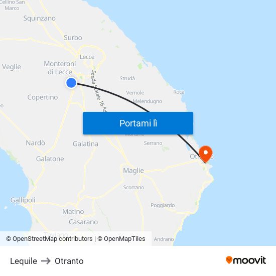 Lequile to Otranto map