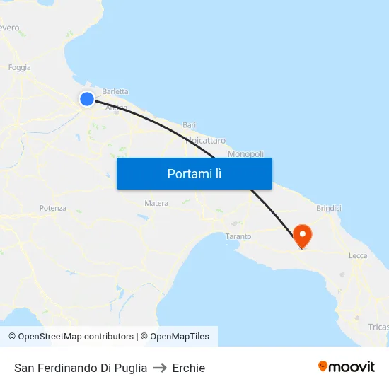 San Ferdinando Di Puglia to Erchie map