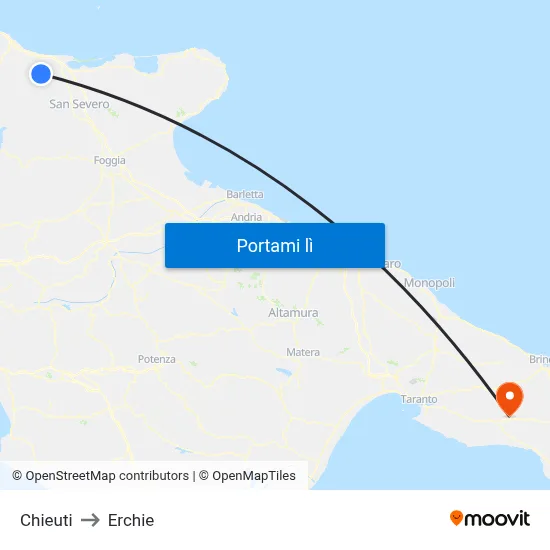 Chieuti to Erchie map