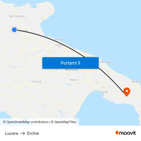 Lucera to Erchie map