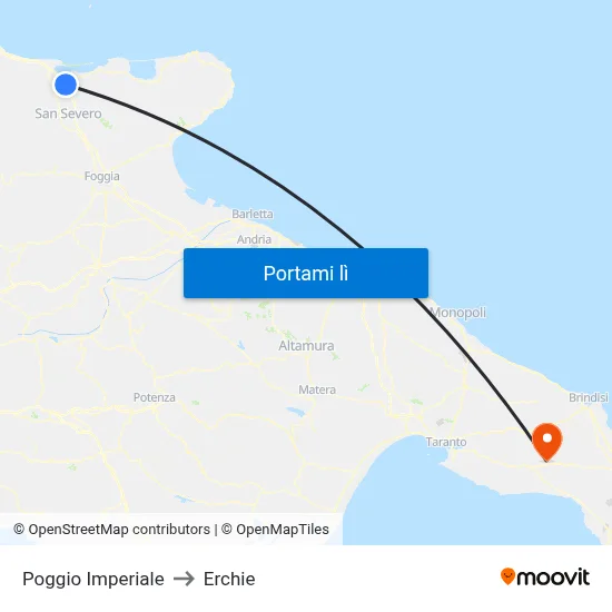 Poggio Imperiale to Erchie map