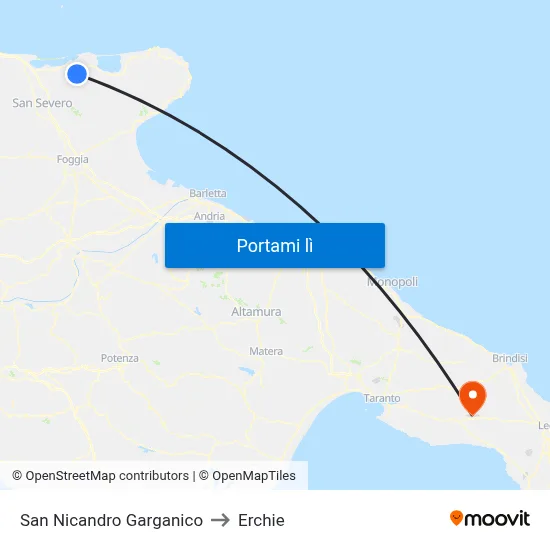 San Nicandro Garganico to Erchie map
