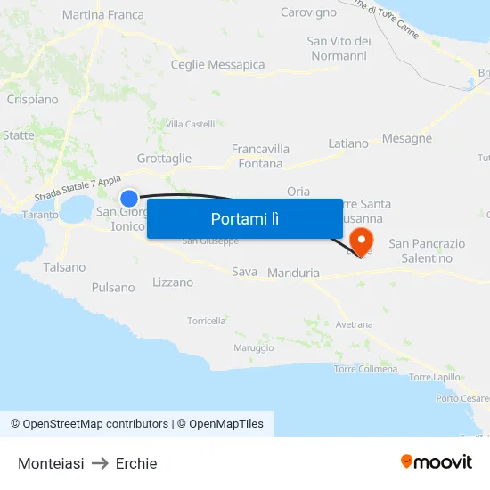Monteiasi to Erchie map