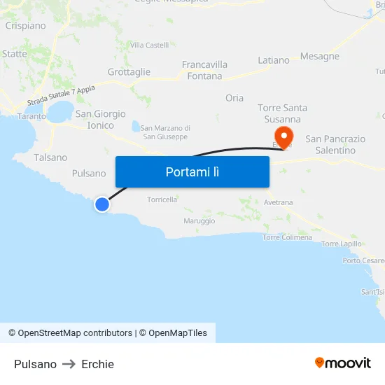Pulsano to Erchie map