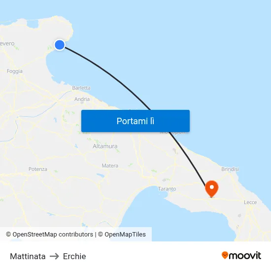 Mattinata to Erchie map