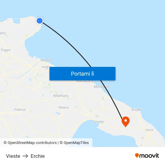 Vieste to Erchie map