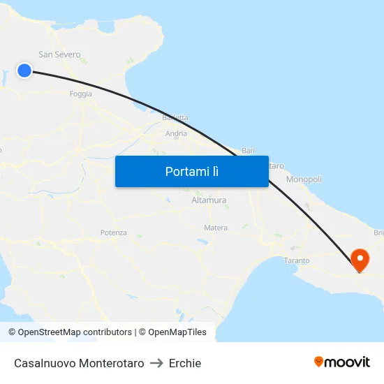 Casalnuovo Monterotaro to Erchie map