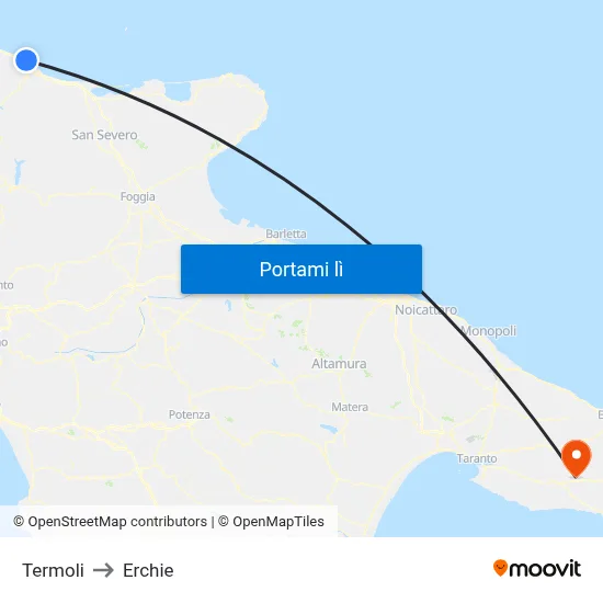Termoli to Erchie map