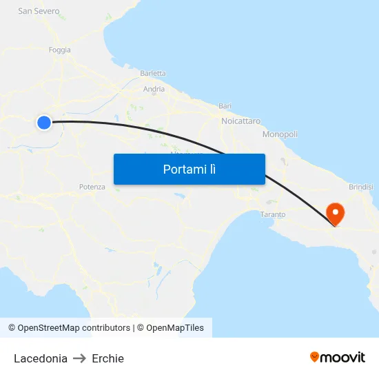 Lacedonia to Erchie map