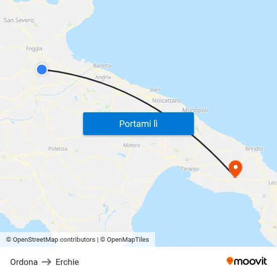 Ordona to Erchie map