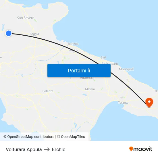Volturara Appula to Erchie map