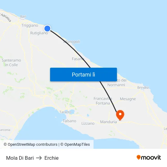 Mola Di Bari to Erchie map