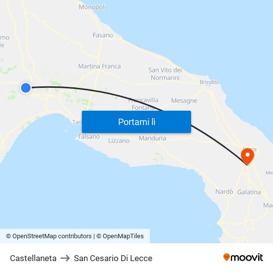 Castellaneta to San Cesario Di Lecce map