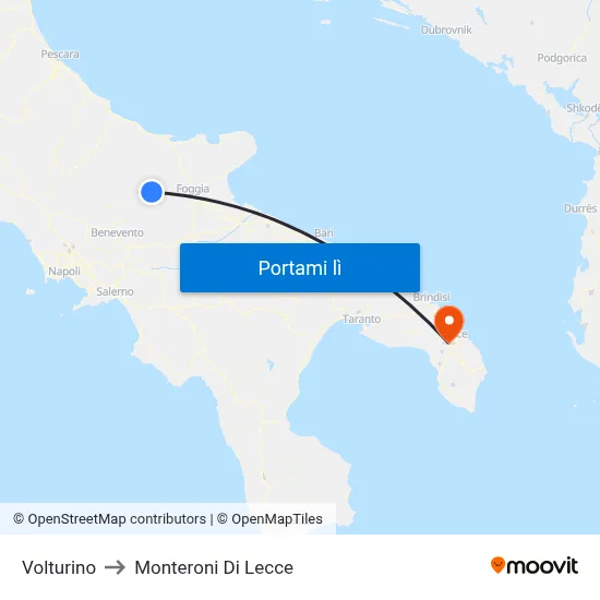 Volturino to Monteroni Di Lecce map