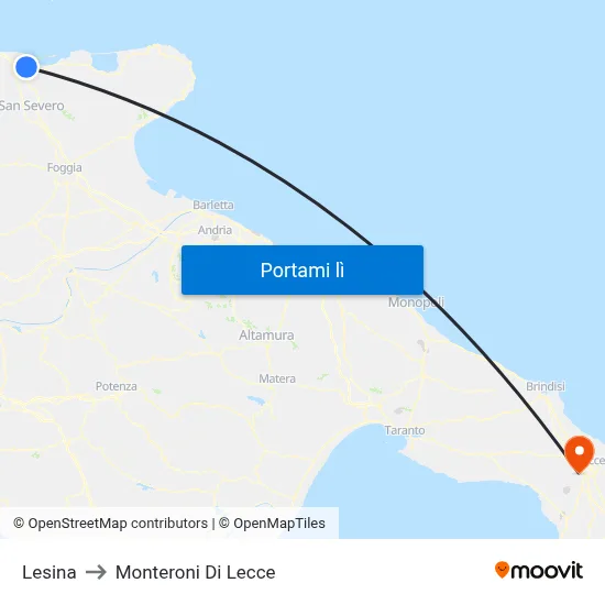 Lesina to Monteroni Di Lecce map