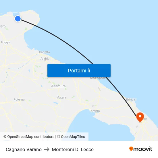 Cagnano Varano to Monteroni Di Lecce map