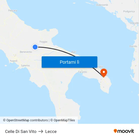 Celle Di San Vito to Lecce map