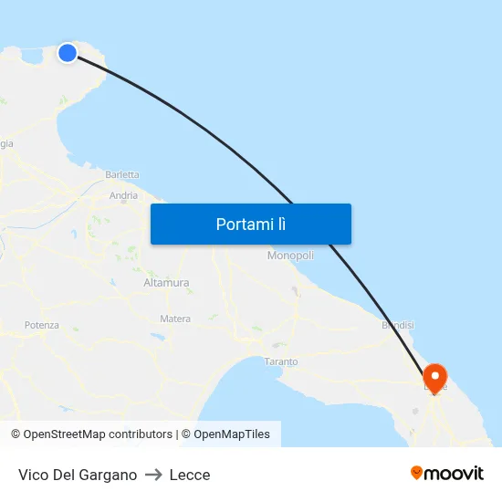 Vico Del Gargano to Lecce map