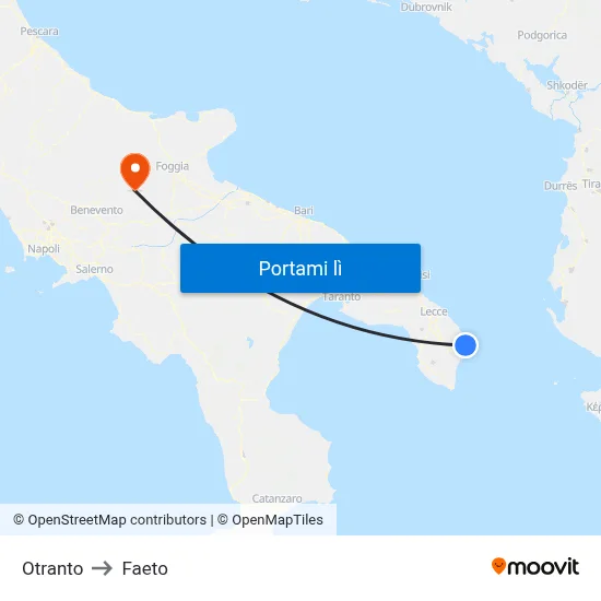 Otranto to Faeto map