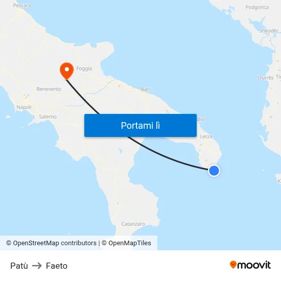 Patù to Faeto map