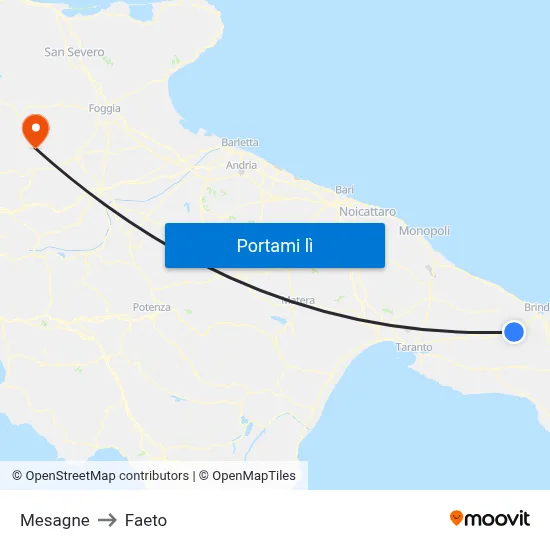 Mesagne to Faeto map