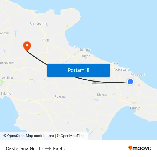 Castellana Grotte to Faeto map