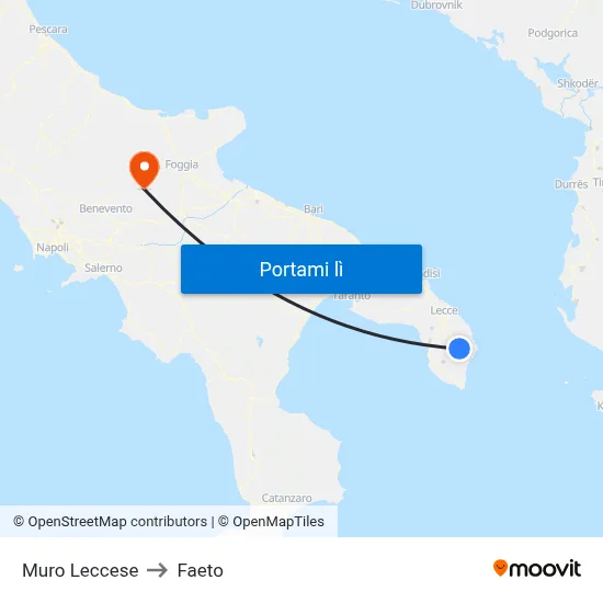 Muro Leccese to Faeto map