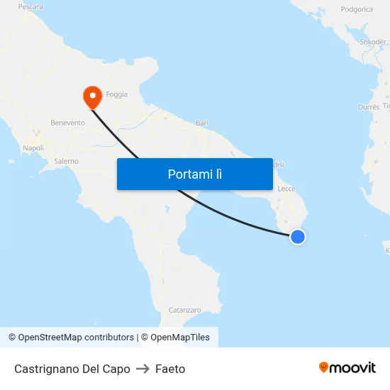 Castrignano Del Capo to Faeto map