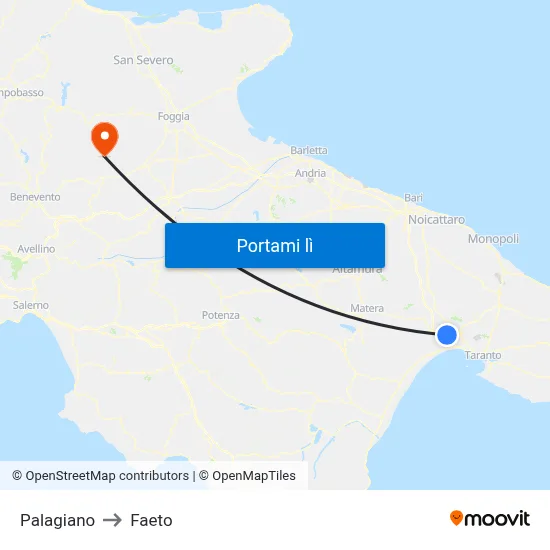Palagiano to Faeto map