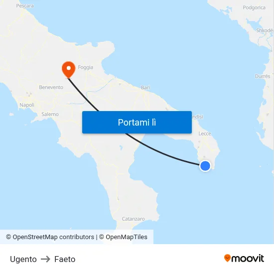 Ugento to Faeto map