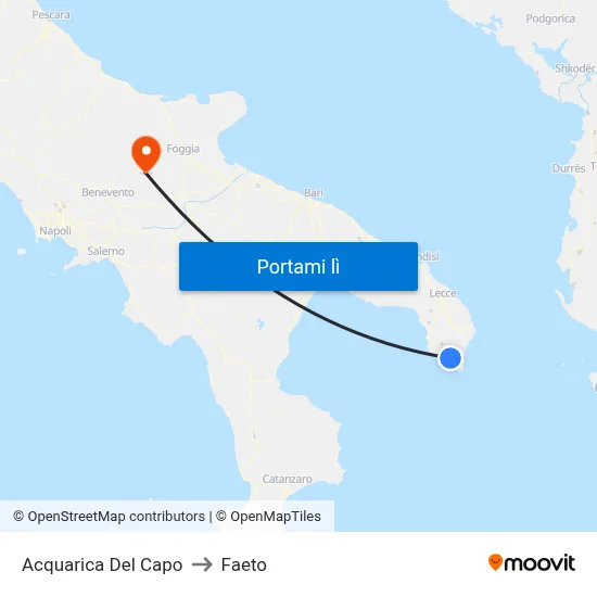 Acquarica Del Capo to Faeto map