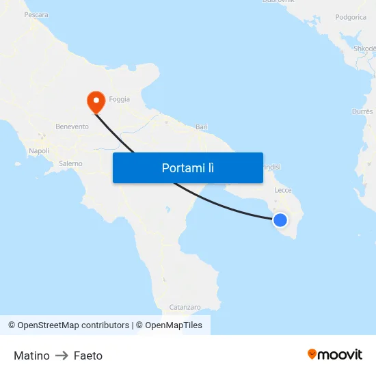Matino to Faeto map