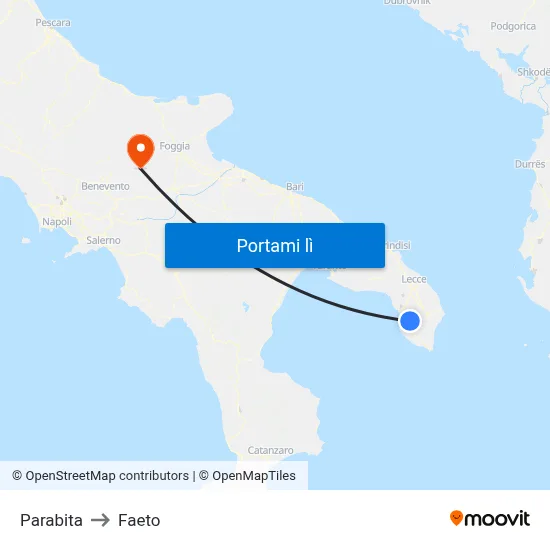 Parabita to Faeto map