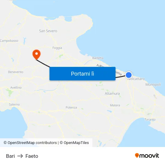 Bari to Faeto map