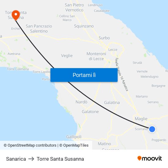 Sanarica to Torre Santa Susanna map