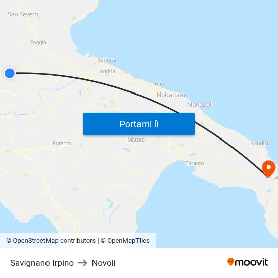 Savignano Irpino to Novoli map