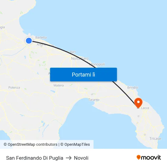 San Ferdinando Di Puglia to Novoli map