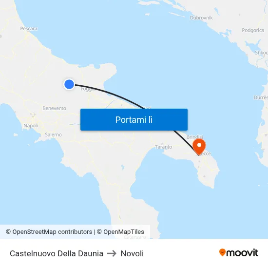 Castelnuovo Della Daunia to Novoli map