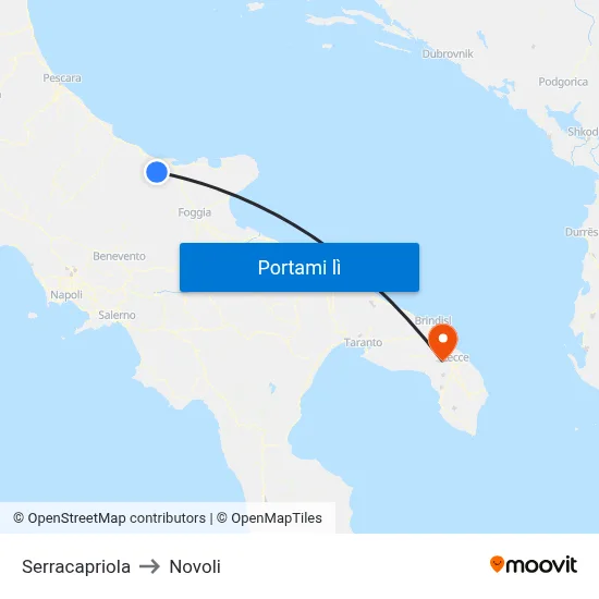 Serracapriola to Novoli map