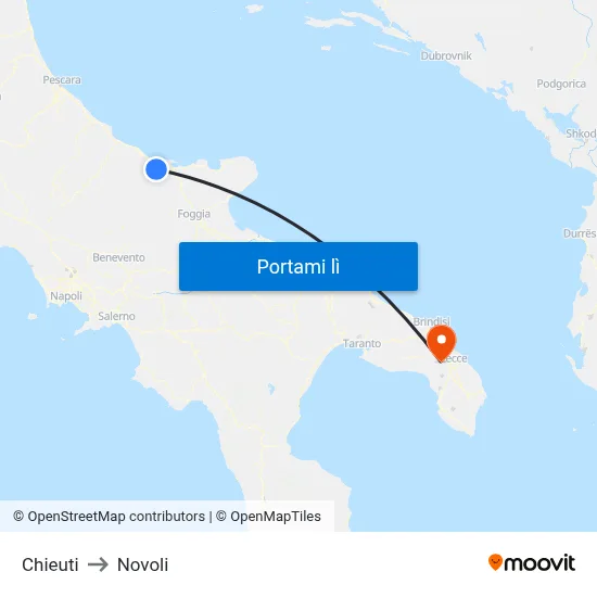 Chieuti to Novoli map