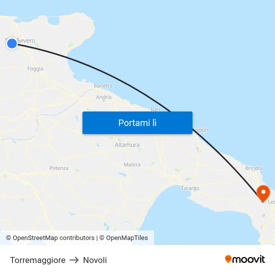 Torremaggiore to Novoli map