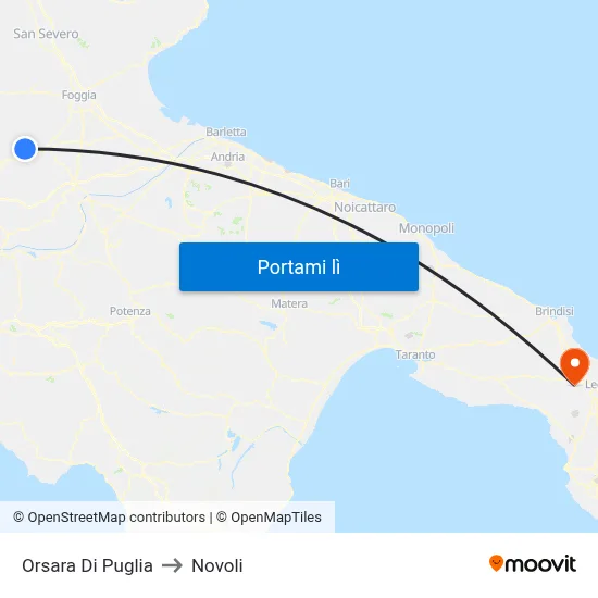 Orsara Di Puglia to Novoli map