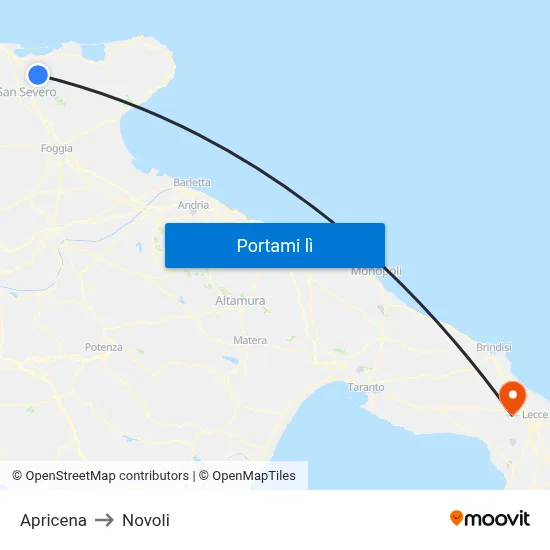 Apricena to Novoli map