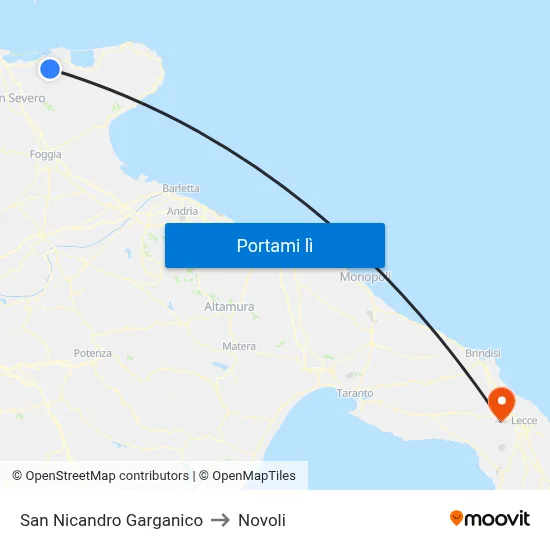 San Nicandro Garganico to Novoli map