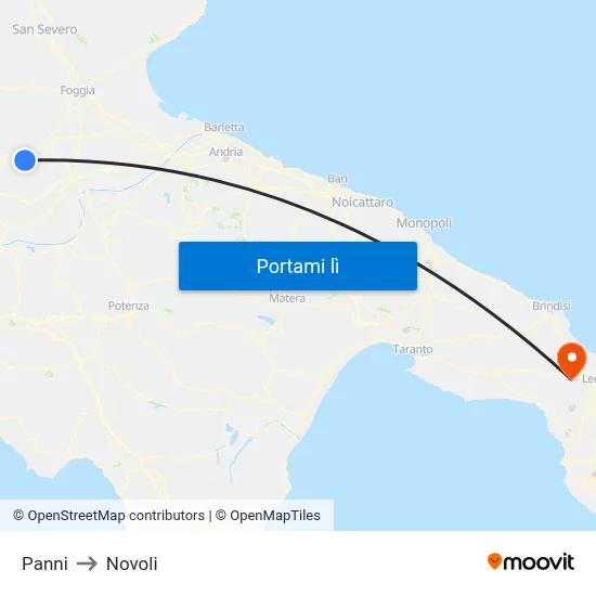 Panni to Novoli map