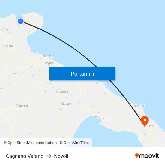 Cagnano Varano to Novoli map