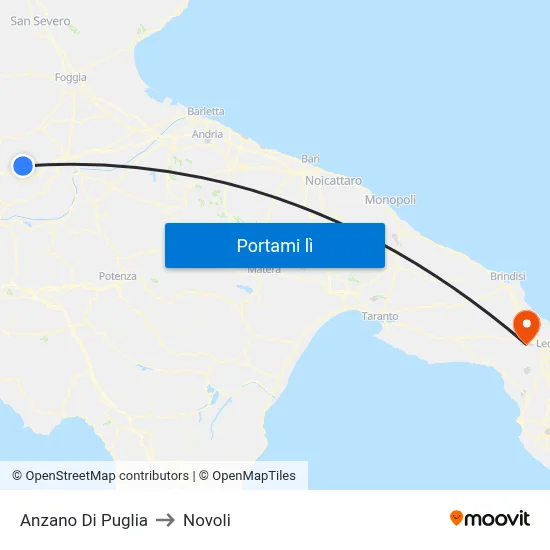 Anzano Di Puglia to Novoli map